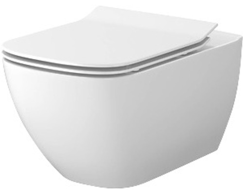 Wandtiefspülklosett-Set Cersanit Virgo S701427 spülrandlos weiß mit WC-Sitz