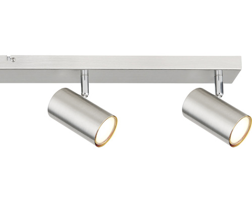 Zwei Lampen an einer silberfarbenen Schiene