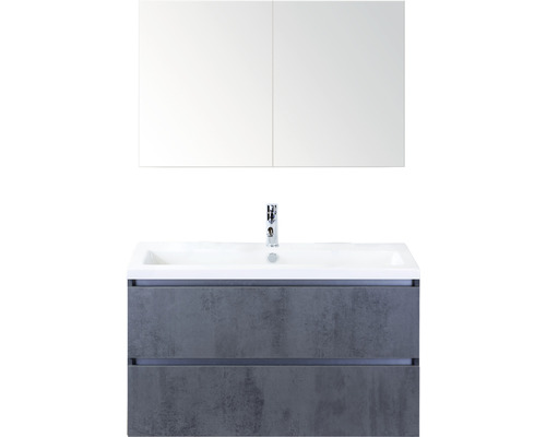 Badmöbel-Set Sanox Vogue Keramik 169x101x41 cm Keramikwaschbecken beton anthrazit mit Spiegelschrank Badmöbel-Set Sanox Vogue Keramik 169x101x41 cm Keramikwaschbecken beton anthrazit mit Spiegelschrank