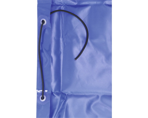 Blaue Gewebeplane mit Gummiseil zur Befestigung