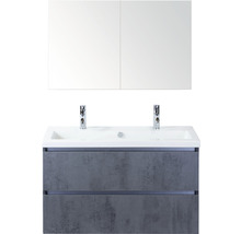 Badmöbel-Set Sanox Vogue Keramik 169x101x41 cm Doppel-Keramikwaschbecken beton anthrazit mit Spiegelschrank