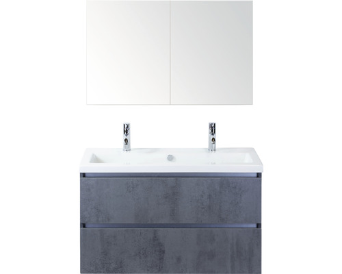Badmöbel-Set Sanox Vogue Keramik 169x101x41 cm Doppel-Keramikwaschbecken beton anthrazit mit Spiegelschrank Badmöbel-Set Sanox Vogue Keramik 169x101x41 cm Doppel-Keramikwaschbecken beton anthrazit mit Spiegelschrank