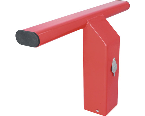 Roter Stahlpfosten mit Verriegelungsmechanismus