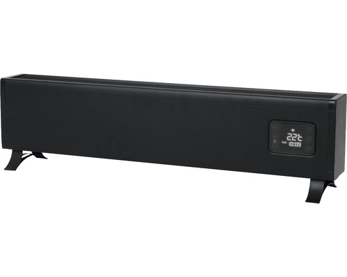 Konvektor Eurom Alutherm Baseboard 80x21x15,5 cm schwarz 1000 Watt mit WiFi und Fernbedienung Schwarzer Konvektor mit digitalem Display und Standfüßen