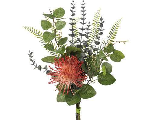 Kunstpflanze Nadelkissenproteamix Bouquet Ø 17 cm Höhe: 56 cm rot