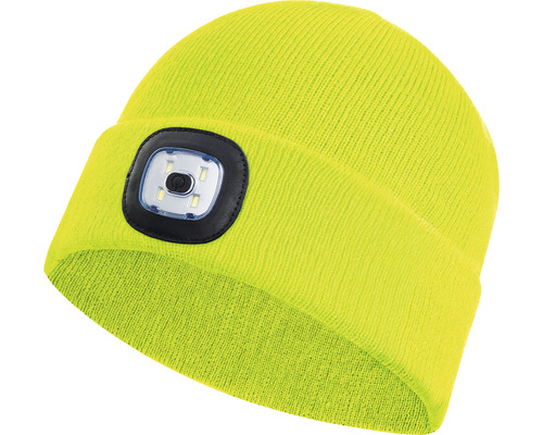 Gelbe Strickmütze mit LED-Leuchte