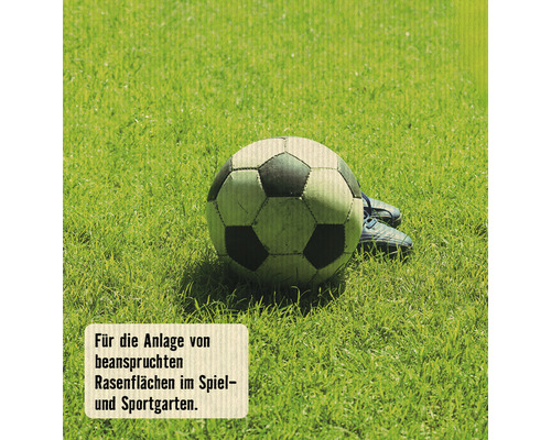 Fussball und Fussballschuhe auf einer Rasenfläche im Garten