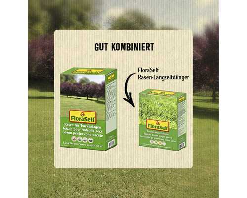 FloraSelf Rasen für Trockenlagen und Rasen Langzeitdünger Produktkombination