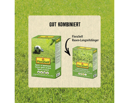 FloraSelf Sport- und Spielrasen und FloraSelf Rasen-Langzeitdünger