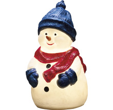 Dekorativer Schneemann mit Mütze und Schal als Lichtobjekt für die Weihnachtszeit