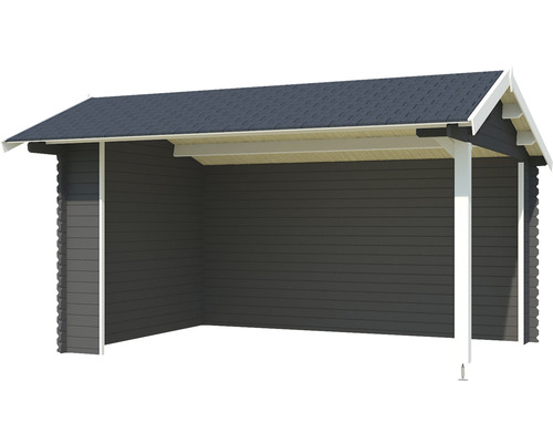 Holzunterstand mit Dach und Seitenwänden