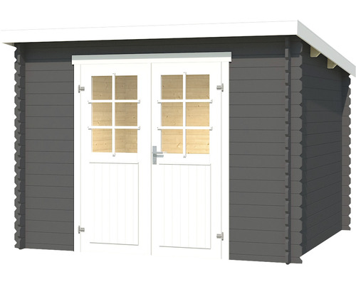 Holzgartenhaus mit Doppeltür und Fenstern