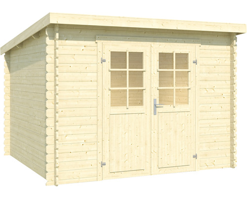 Holzgartenhaus mit Doppeltür und Fenstern