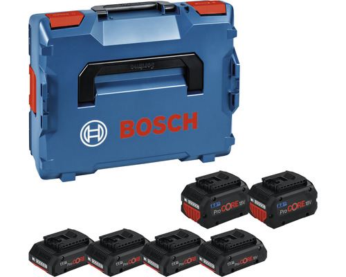 Akkupack 4 x 18V ProCORE18V Bosch Professional 4.0Ah + 2 x 18V ProCORE18V 8.0Ah Bosch Werkzeugkoffer mit sechs ProCore 18V Akkus