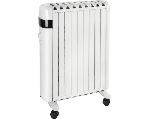 Ölfreier-Radiator 44x63,5x25 cm 2000 Watt weiß Weißer Elektroheizkörper mit Rollen
