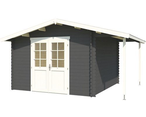 Gartenhaus aus Holz mit Doppeltür und Vordach