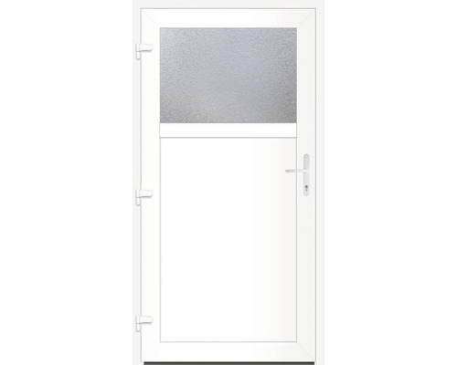 Nebeneingangstür Missouri 980 x 1980 mm DIN links nach außen öffnend 1/3 Glas Weiße Tür mit Glaseinsatz