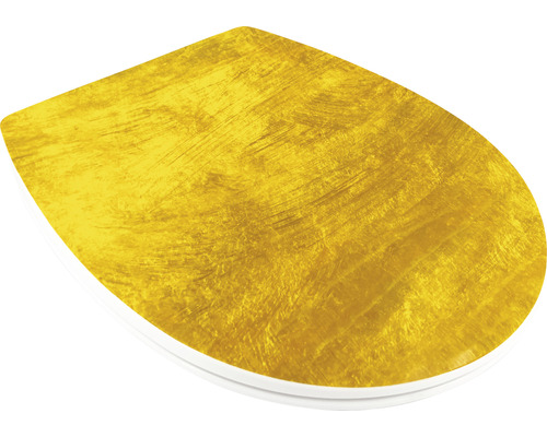 WC-Sitz mit goldfarbener Oberfläche