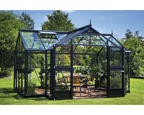 Gewächshaus Juliana Orangerie inkl. Sicherheitsglas 3 mm 296 x 439 cm anthrazit schwarz