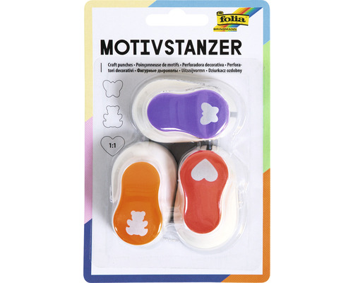 Motivstanzer Set Ganzjahresmotive 3 Stanzer à 15mm sortiert