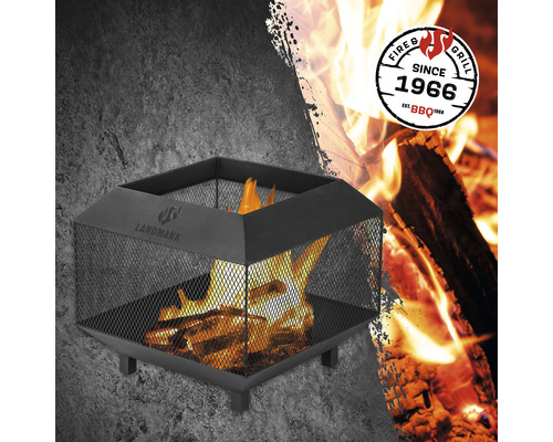 Landmann Feuerstelle mit Grillfunktion und umlaufendem Funkenschutzgitter