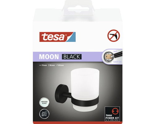 Tesa Moon Black Zahnputzbecher zur Wandmontage