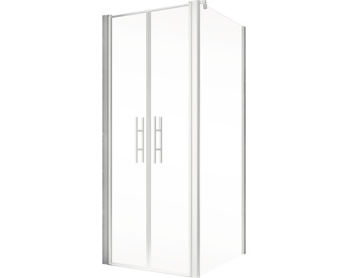 Eckdusche mit zwei Türen und Griffen