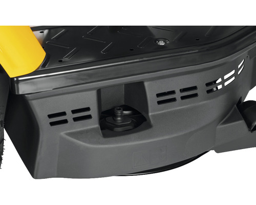 Detailansicht eines Mähroboters mit Belüftungsschlitzen