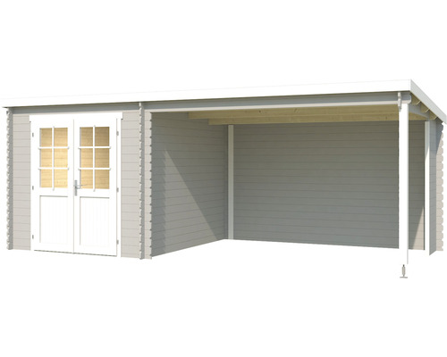 Holzgartenhaus mit Doppeltür und Unterstand