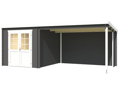 Holzgartenhaus mit Doppeltür und Carport