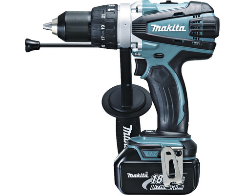 Makita Akku-Schlagbohrschrauber mit Zusatzhandgriff und 18 Volt Akku