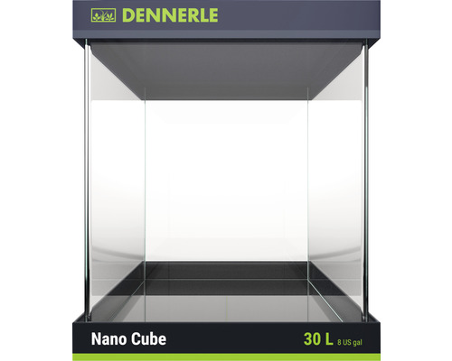 Aquarium DENNERLE Nano Cube 30 l mit schwarzer Rückwandfolie, Schaumstoffunterlage , Abdeckscheibe, Einsteigerbroschüre ca. 30 x 30 x 35 cm