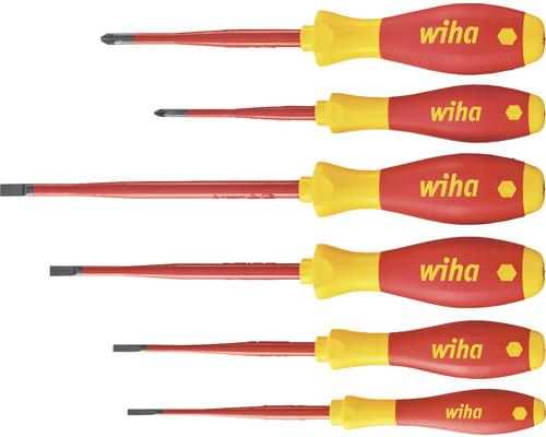 Schraubendreher Wiha Set SoftFinish® electric slimFix Schlitz, Pozidriv 6-tlg. Wiha Schraubendrehersatz mit Schlitz und Kreuzschlitz