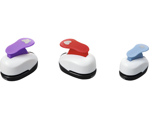 Drei Papierstanzer mit unterschiedlichen Motiven