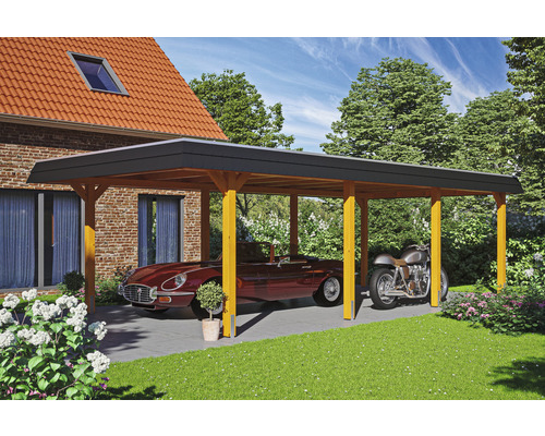 Einzelcarport SKAN HOLZ Wendland inkl. Pfostenanker 409 x 870 cm eiche hell  jetzt kaufen bei