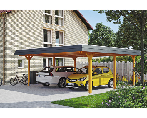 Einzelcarport SKAN HOLZ Wendland eiche Pfostenanker jetzt bei hell cm kaufen 870 x 409 inkl