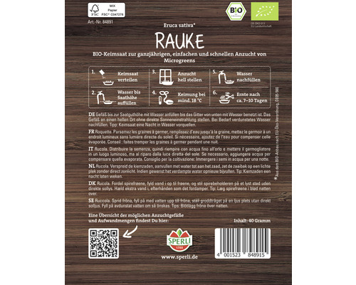 Rauke-Samenpackung für die Aufzucht von Microgreens