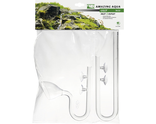 Amazing Aqua Lily Einlauf und Auslauf Set aus Glas mit Saugnäpfen für Aquarien
