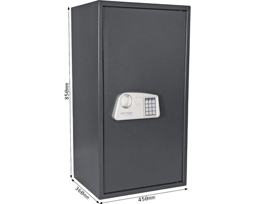 Grauer Rottner Tresor mit elektronischem Schloss und Drehgriff, Abmessungen 850x450x360 Millimeter