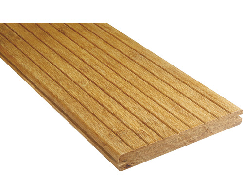 Konsta Holz Bambus Terassendiele Vollprofil geriffelt/glatt 18x139x1860 mm hellbraun