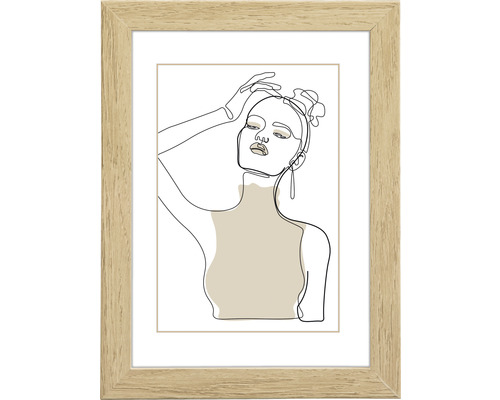 Bilderrahmen Holz Kopenhagen eiche 50x70 cm Gerahmtes Bild mit einem abstrakten Frauengesicht