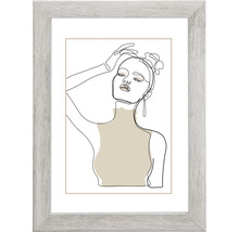 Gerahmtes Bild mit Frauendarstellung im Strichdesign