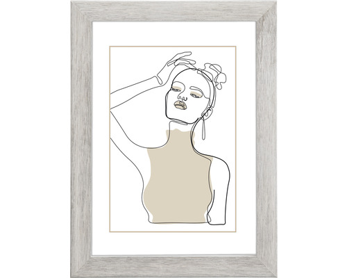 Gerahmtes Bild mit Frauendarstellung im Strichdesign