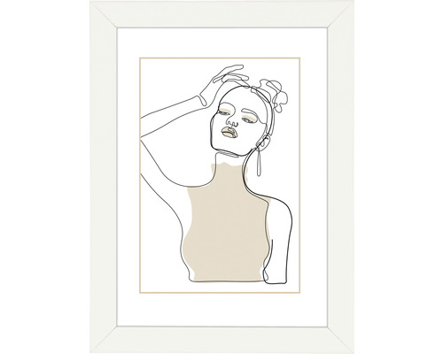 Bilderrahmen Holz Kopenhagen weiß 40x50 cm Gerahmtes Porträt einer Frau im Strichzeichnungsstil