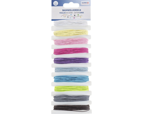 Baumwollkordeln in verschiedenen Farben, 9 mm Durchmesser, 10 x 5 Meter