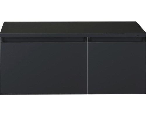 Waschbeckenunterschrank Sanox Frozen 43x100x45 cm mit Waschtischplatte 2 Schubladen schwarz matt