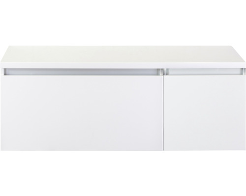 Waschbeckenunterschrank Sanox Frozen 43x120x45 cm mit Waschtischplatte weiß hochglanz