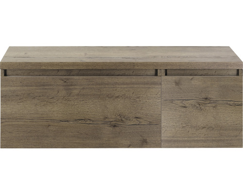 Waschbeckenunterschrank Sanox Frozen 43x120x45 cm mit Waschtischplatte tabacco Holzunterschrank mit zwei Türen