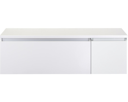 Waschbeckenunterschrank Sanox Frozen 43x140x45 cm mit Waschtischplatte 2 Schubladen weiß hochglanz