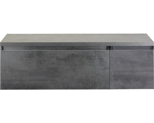 Waschbeckenunterschrank Sanox Frozen 43x140x45 cm mit Waschtischplatte 2 Schubladen beton anthrazit